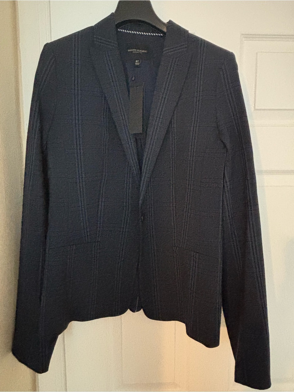 NWT Banana Republic 2 piece skirt suit Size 8 Tall Navy Blue plaid